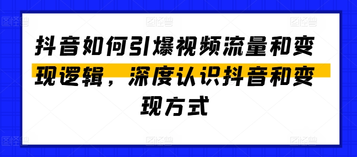 抖音如何引爆视频流量和变现逻辑，深度认识抖音和变现方式-网赚36计