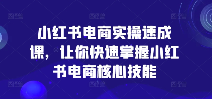 小红书电商实操速成课，让你快速掌握小红书电商核心技能-网赚36计