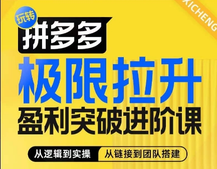 拼多多极限拉升盈利突破进阶课，​从算法到玩法，从玩法到团队搭建，体系化系统性帮助商家实现利润提升-网赚36计