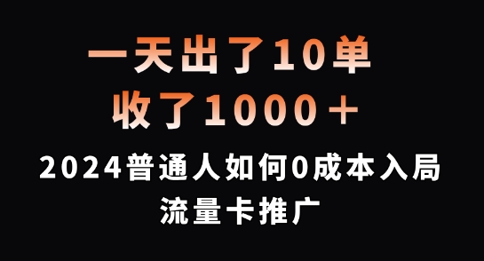一天出了10单，收了1000+，2024普通人如何0成本入局流量卡推广【揭秘】-网赚36计