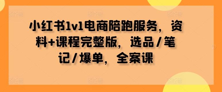 小红书1v1电商陪跑服务，资料+课程完整版，选品/笔记/爆单，全案课-网赚36计