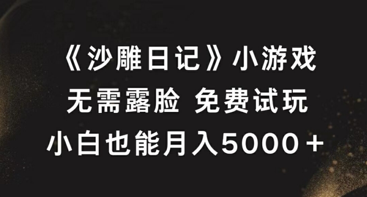 《沙雕日记》小游戏，无需露脸免费试玩，小白也能月入5000+【揭秘】-网赚36计