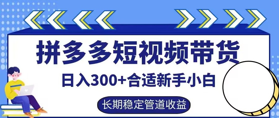 拼多多短视频带货日入300+有长期稳定被动收益，合适新手小白【揭秘】-网赚36计