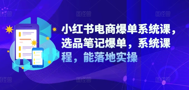 小红书电商爆单系统课，选品笔记爆单，系统课程，能落地实操-网赚36计