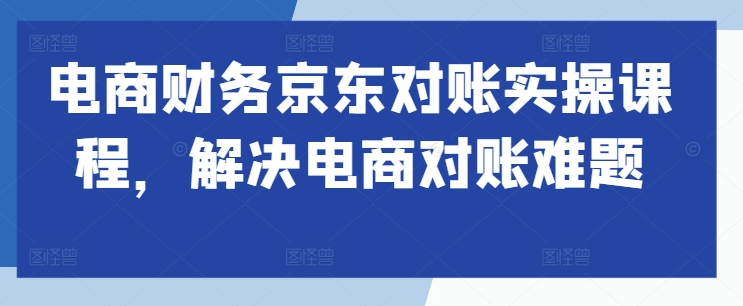 电商财务京东对账实操课程，解决电商对账难题-网赚36计