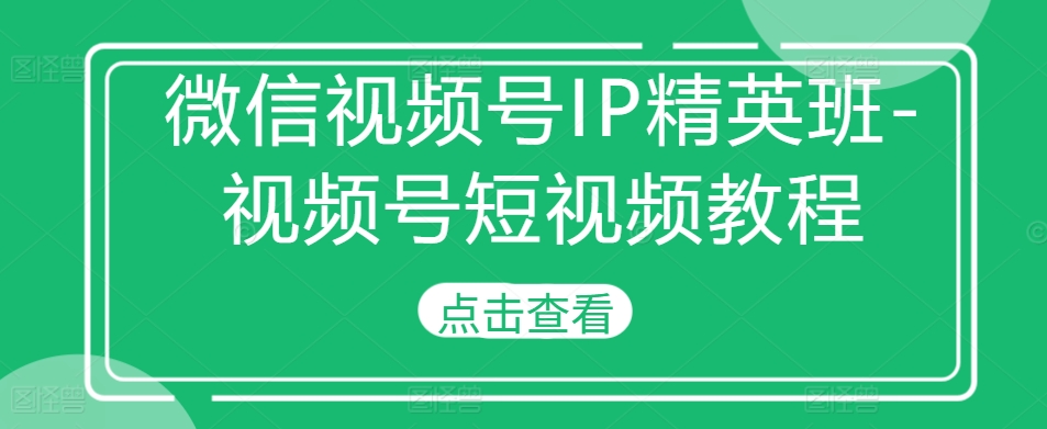 微信视频号IP精英班-视频号短视频教程-网赚36计