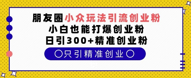 朋友圈小众玩法引流创业粉，小白也能打爆创业粉，日引300+精准创业粉【揭秘】-网赚36计