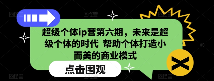 超级个体ip营第六期，未来是超级个体的时代  帮助个体打造小而美的商业模式-网赚36计