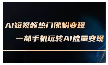 AI短视频热门涨粉变现课，AI数字人制作短视频超级变现实操课，一部手机玩转短视频变现-网赚36计