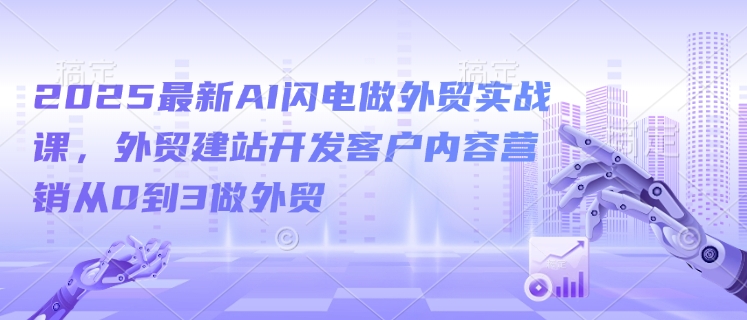 2025最新AI闪电做外贸实战课，外贸建站开发客户内容营销从0到3做外贸-网赚36计