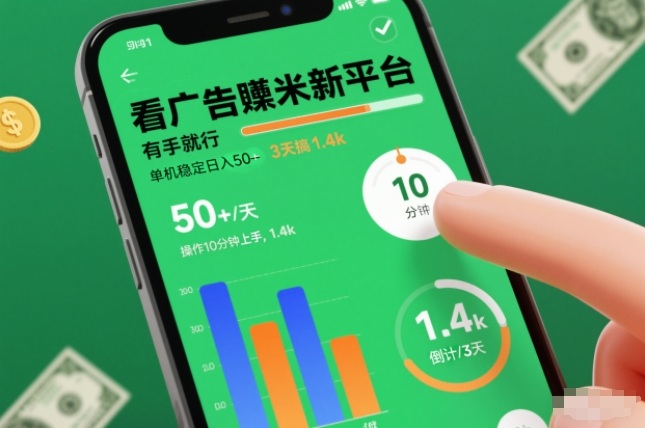 看广告賺米新平台，有手就行，单机稳定日入50+，操作10分钟上手，3天搞了1.4k【揭秘】-网赚36计
