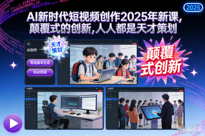 AI新时代短视频创作2025年新课，​颠覆式的创新，人人都是天才策划-网赚36计