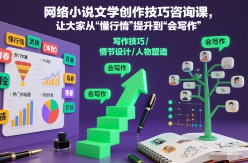 网络小说文学创作技巧咨询课，让大家从“懂行情”提升到”会写作”的高度-网赚36计
