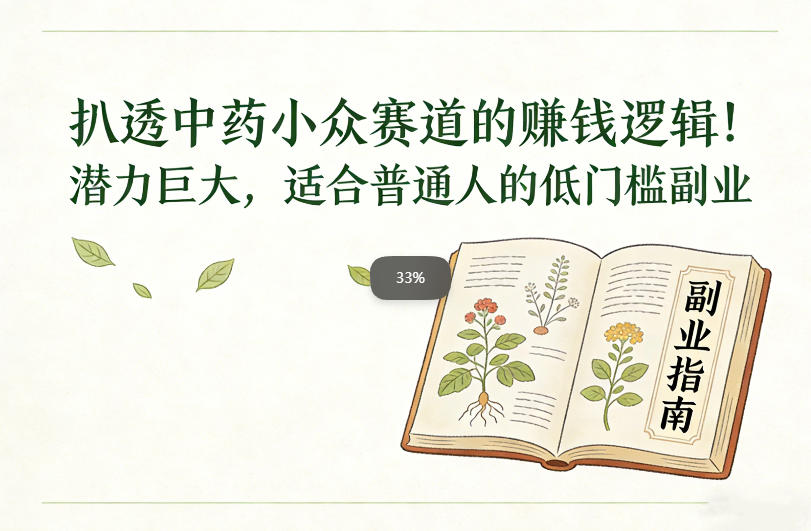 扒透中药小众赛道的賺米逻辑，潜力巨大，适合普通人的低门槛副业-网赚36计