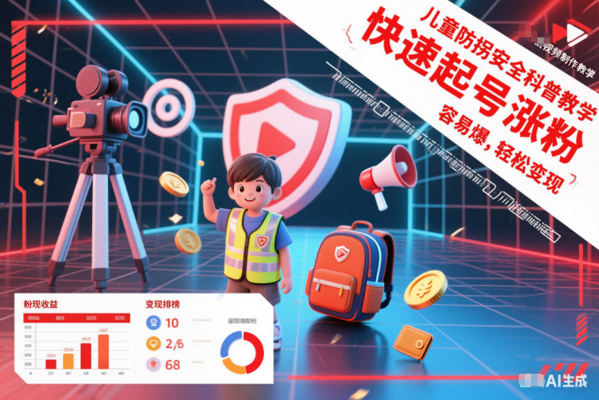 儿童防拐安全科普知识视频制作教学，快速起号涨粉，容易爆，轻松变现-网赚36计