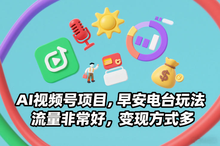 AI视频号项目，早安电台玩法，流量非常好，变现方式多-网赚36计