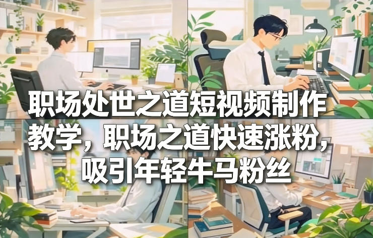 职场处世之道短视频制作教学，职场之道快速涨粉，吸引年轻牛马粉丝-网赚36计