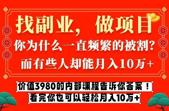 价值3980的网创内部课程，告诉你互联网创业月入10个W的秘密【揭秘】-网赚36计