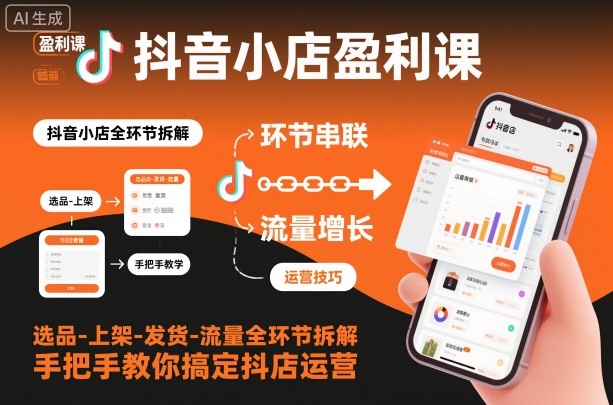 抖音小店盈利课-选品-上架-发货-流量全环节拆解，手把手教你搞定抖店运营-网赚36计