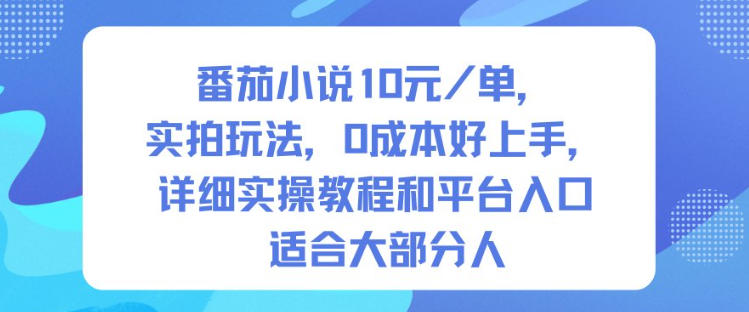 番茄小说10米每单，实拍玩法，0成本好上手，详细实操教程和平台入口适合大部分人-网赚36计