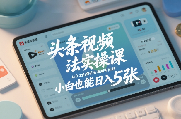 头条视频玩法实操课，从0-1全细节头条所有问题，小白也能日入5张-网赚36计