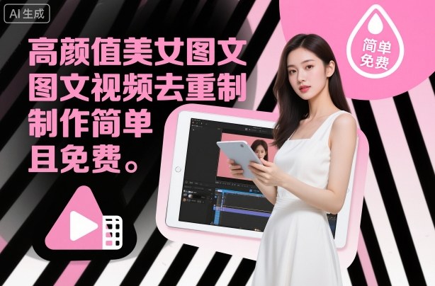 高颜值美女图文视频去重制作教学，制作简单且免费-网赚36计