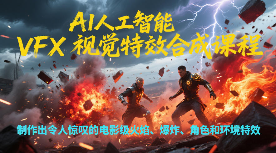 图片[1]-AI人工智能VFX视觉特效合成课程，制作出令人惊叹的电影级火焰、爆炸、角色和环境特效-网赚36计