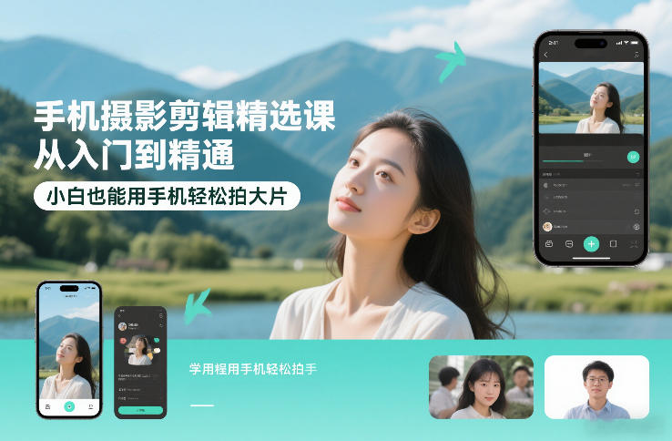 手机摄影剪辑精选课，从入门到精通，小白也能用手机轻松拍大片-网赚36计