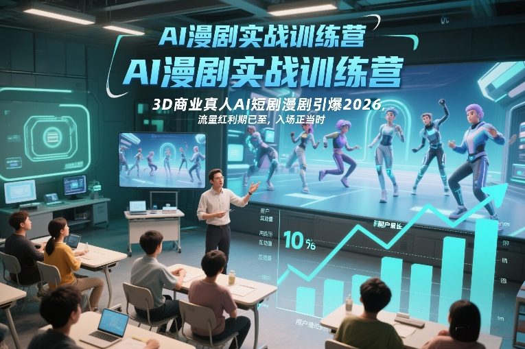 AI漫剧实战训练营，3D商业真人AI短剧漫剧引爆2026，流量红利期已至，入场正当时-网赚36计