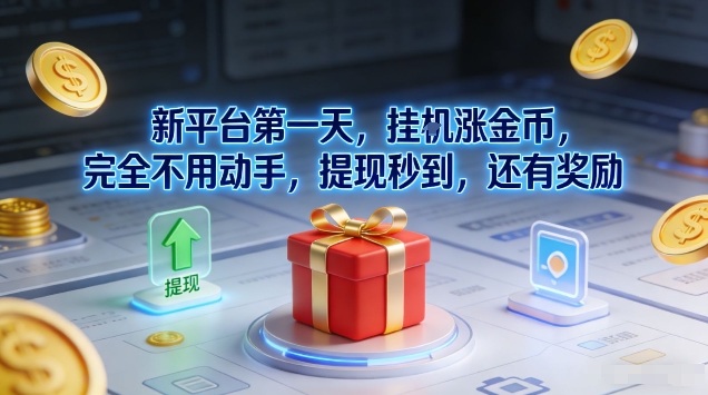 新平台第一天，挂G涨金币，完全不用动手，提现秒到，还有奖励【揭秘】-网赚36计