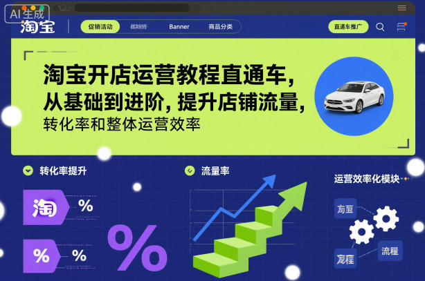 淘宝开店运营教程直通车，从基础到进阶，提升店铺流量，转化率和整体运营效率（更新26年1月）-网赚36计