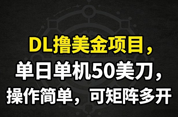 DL撸美金项目，单日单机50美刀，操作简单，可矩阵多开-网赚36计
