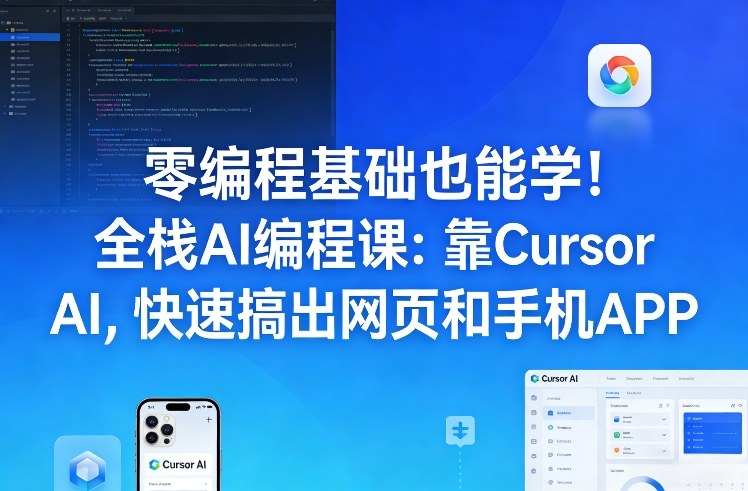 零编程基础也能学！全栈AI编程课：靠Cursor AI，快速搞出网页和手机APP-网赚36计