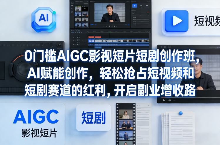 0门槛AIGC影视短片短剧创作班，AI赋能创作，轻松抢占短视频和短剧赛道的红利，开启副业增收路-网赚36计