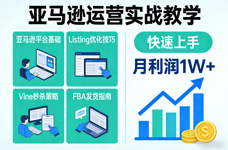 亚马逊运营实战教学，亚马逊平台+Listing优化+Vine秒杀+FBA发货等，快速上手，实现店铺月利润1W-网赚36计