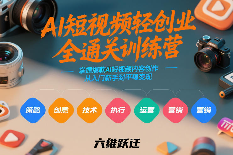 AI短视频轻创业全通关训练营，掌握爆款AI短视频内容创作，从入门新手到平稳变现的六维跃迁-网赚36计
