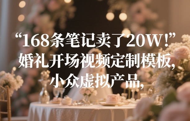 168条笔记卖了20W！婚礼开场视频定制模板，小众虚拟产品-网赚36计