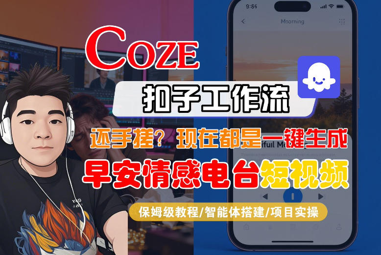 【Coze工作流搭建实操教程】【coze】早安情感电台日签视频还在手动做？用扣子工作流自动生成，省时90%-网赚36计