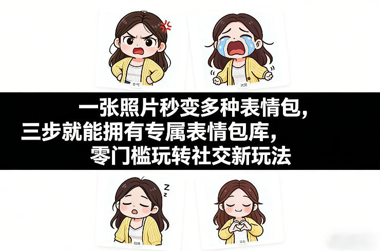 一张照片秒变多种表情包,三步就能拥有专属表情包库,零门槛玩转社交新玩法【文档】-网赚36计