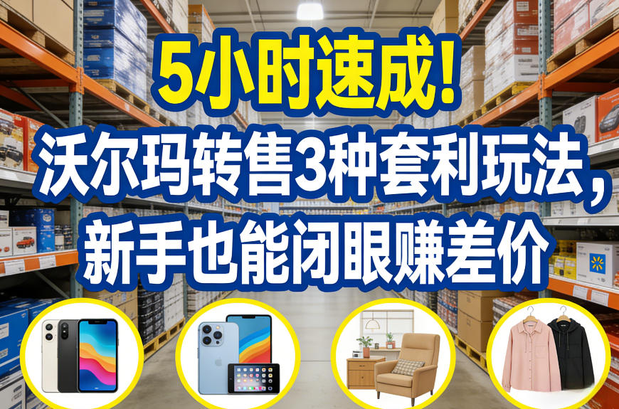 5小时速成！沃尔玛转售3种套利玩法，新手也能闭眼賺差价-网赚36计