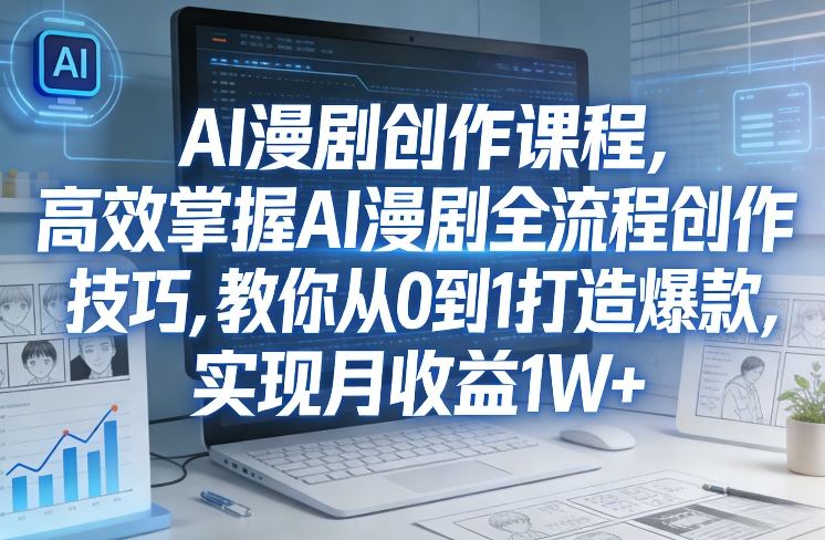 某社群AI漫剧创作课程，高效掌握AI漫剧全流程创作技巧，教你从0到1打造爆款，实现月收益1W+-网赚36计
