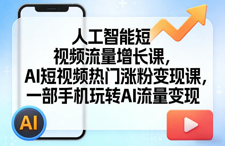 人工智能短视频流量增长课，AI短视频热门涨粉变现课，一部手机玩转AI流量变现-网赚36计