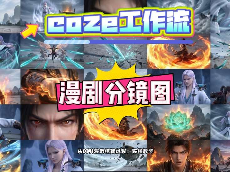 通过Coze工作流，制作《动漫分镜图》，两分钟制作完成25宫格分镜图，从0到1演示搭建过程，实操教学-网赚36计