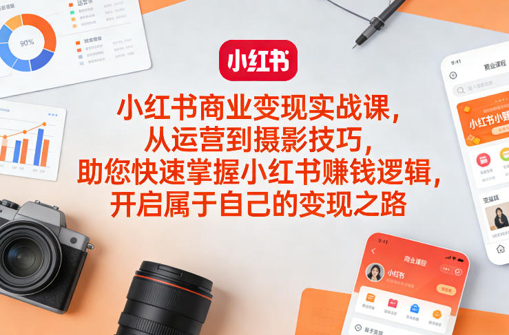 小红书商业变现实战课,从运营到摄影技巧,助您快速掌握小红书賺钱逻辑,开启属于自己的变现之路-网赚36计