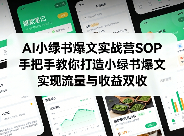 AI小绿书爆文实战营SOP，手把手教你打造小绿书爆文，实现流量与收益双收-网赚36计