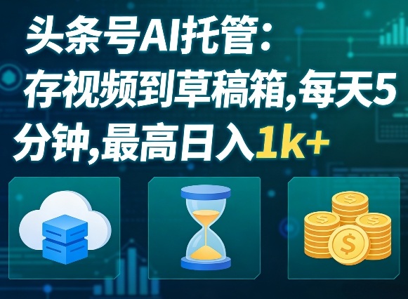 头条号AI托管,我存视频到你草稿箱,每天5分钟,最高日入1k+【揭秘】