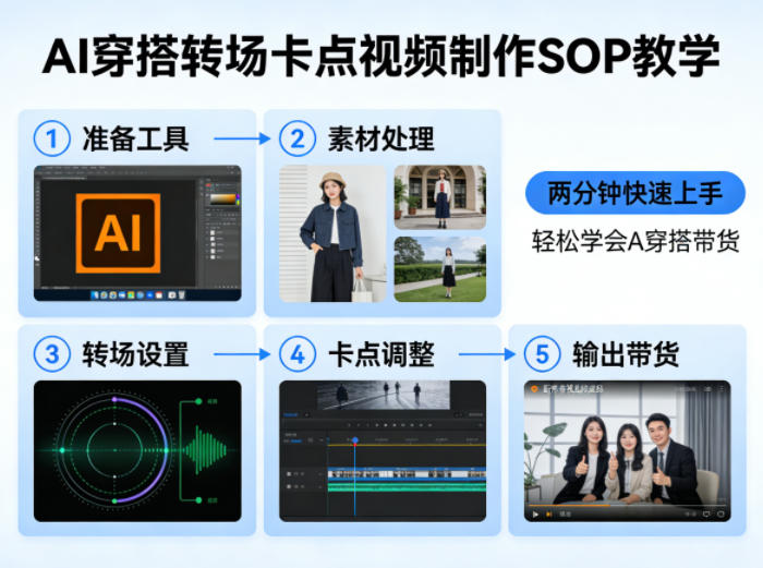 AI穿搭转场卡点视频制作SOP教学，两分钟快速上手，轻松学会AI穿搭带货-网赚36计