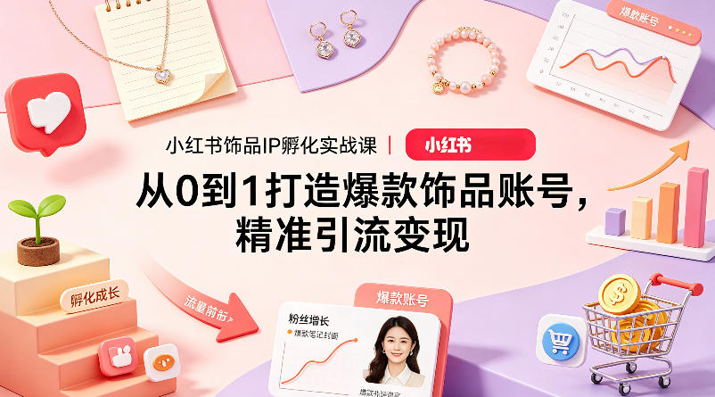 小红书饰品IP孵化实战课｜从0到1打造爆款饰品账号，精准引流变现-网赚36计