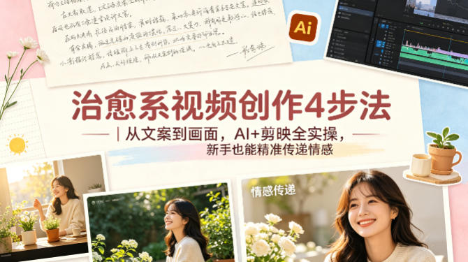 治愈系视频创作4步法｜从文案到画面，AI+剪映全实操，新手也能精准传递情感-网赚36计