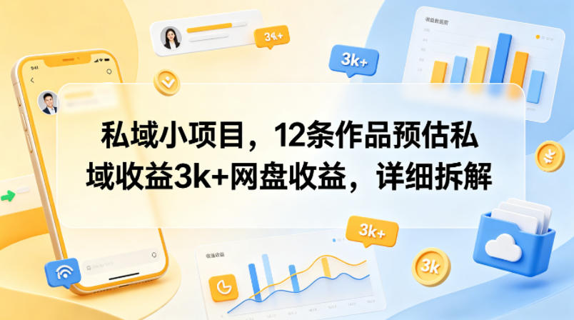 私域小项目，12条作品预估私域收益3k+网盘收益，详细拆解-网赚36计